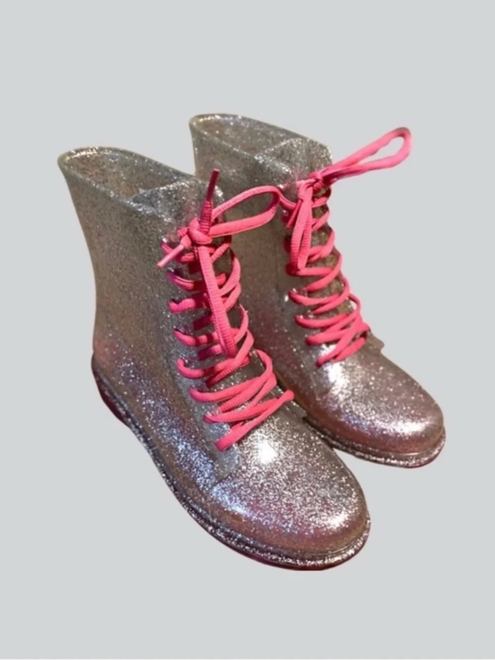 Wonder Nation Clear Sparkle Lace-Up Rain Boot